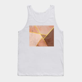 Geometric marble print, color blocking brown Tank Top